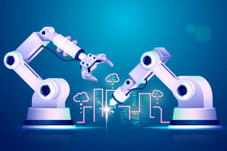 Robotic-arms illustration from the Briefing article ‘Building a centre of excellence’